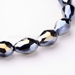 Стеклянные бусины с гальваническим покрытием &nbsp;EGLA-D015-12x8mm-14