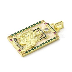 Подвески из латуни микропаве с фианитами и эмалью&nbsp;KK-H458-03G-20