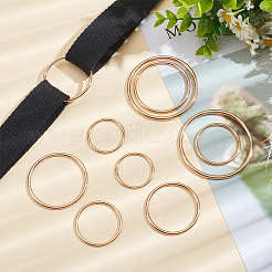 15種類のスタイルの亜鉛合金製ラウンドリング5個  調節可能なバックル  バッグストラップ用  服飾材料  ライトゴールド  29~56x2~3mm  内径：25~50mm  3個/スタイル&nbsp;KK-WR0001-10