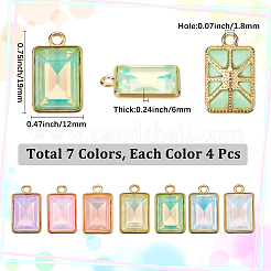 28 pièces pendentifs en verre en alliage 7 couleurs&nbsp;FIND-SC0015-31G
