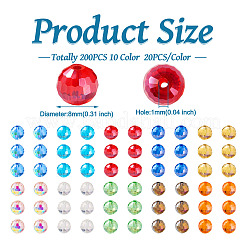 200шт 10 цветные гальванические стеклянные бусины EGLA-KS0001-02