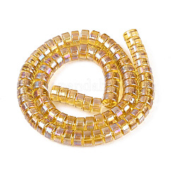 Ab couleur plaqué perles de verre transparent brins&nbsp;GLAA-T026-4x8mm-T01