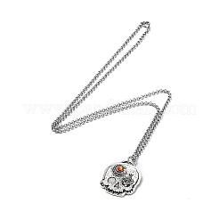 Collane con pendente in strass teschio con catene rolò&nbsp;NJEW-F309-02