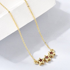 Colliers pendentifs triple étoile en laiton et verre&nbsp;KK-CBAB173-03G-11