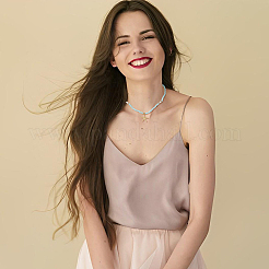 5 шт. 5-цветный комплект ожерелий в стиле бохо с подвесками в виде морской звезды и стеклянными бусинами&nbsp;NJEW-FI0001-39