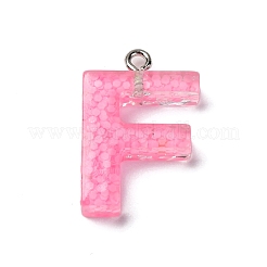 蓄光樹脂チャーム  暗闇で光る  プラチナメッキループ付き  文字L  文字F  23.5x16x5mm  穴：1.8mm&nbsp;X1-RESI-I059-F01