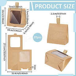 Cajas de cartón para pasteles con ventana de plástico visible y asa&nbsp;CON-WH0117-04A