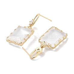 Серьга-гвоздик из латуни с кубическим цирконием EJEW-Q800-62G