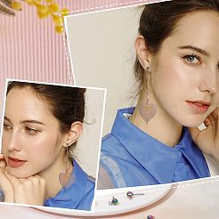 50 шт. фурнитура для сережек-гвоздиков из нержавеющей стали радужного цвета STAS-UN0037-07B