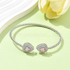 Наборы из каплевидных латунных браслетов-манжет и колец с микропаве из кубических цирконий для женщин&nbsp;SJEW-R002-04P-02