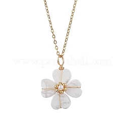 Ожерелья с подвесками из натурального клевера говлита NJEW-JN05132-01