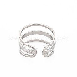 Anello polsino aperto a tripla linea in acciaio inossidabile 304 anti-ossidazione per donna&nbsp;LS-RJEW-S405-171P