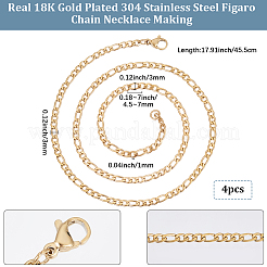 4 шт. 304 нержавеющая сталь цепочка Фигаро изготовление ожерелья&nbsp;STAS-BBC0006-68