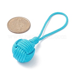 Décoration de pendentif en bois de boule tricotée de corde de polyester&nbsp;HJEW-JM01034