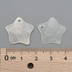 カピスシェルペンダント  スター  ホワイトスモーク  19x20x1mm  穴：1.5mm&nbsp;X-SHEL-S274-47