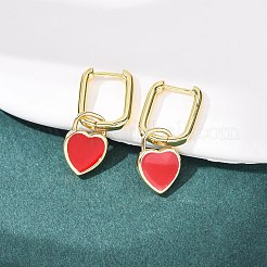 Латунные серьги-кольца в форме сердца&nbsp;EJEW-C174-04G