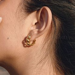 Pendientes de aro retorcidos de acero inoxidable 304 para mujer&nbsp;SA-CBA0E8A-05G