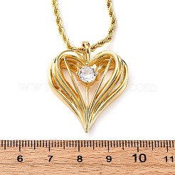 Женские латунные подвески в форме сердца с прозрачным кубическим цирконием NJEW-K381-07C-G