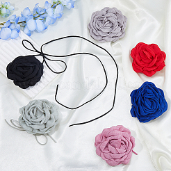 6 шт. 6-х цветный тканевый цветочный воротник-чокер ожерелье NJEW-FH0001-11