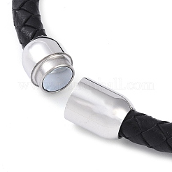 Браслеты из кожаного шнура с круглыми бусинами из нержавеющей стали 304 BJEW-A009-02P