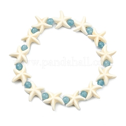 Armbänder aus natürlicher weißer Jade und synthetischem Türkis für Damen&nbsp;BJEW-JB13916