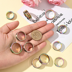 16 шт. 8 стиля 201 нержавеющая сталь двойной канавкой кольцо для женщин&nbsp;RJEW-SC0001-25