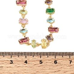 Латунные геометрические звенья цепи с разноцветными кубическими циркониями&nbsp;NJEW-C111-03D