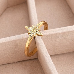 Кольца-манжеты для женщин с покрытием из звездной латуни с микропаве из прозрачного кубического циркония&nbsp;LS-RJEW-M028-122G