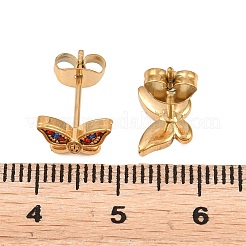 Pendientes de botón con forma de mariposa&nbsp;EJEW-L317-04G