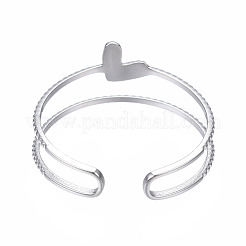 Anlaufgeschützter offener Manschettenring aus 304er Edelstahl mit Herz-Design&nbsp;RJEW-T023-73P