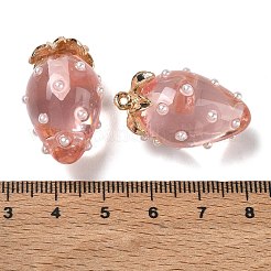 樹脂チャーム  ストロベリーチャーム  合金と  ゴールドカラー  ミックスカラー  29x17.5x16mm  穴：1.5mm&nbsp;FIND-C096-A-01G