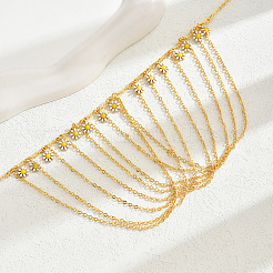 Роскошный элегантный ближневосточный стиль латунный белый эмалевый цветок кисточка кулон нагрудник ожерелье для женщин OU2157