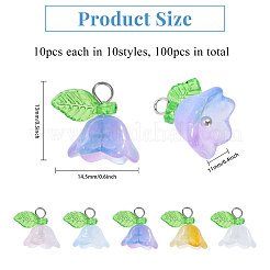 100 шт. 10-х цветные стеклянные подвески-цветки жизни FIND-CA0009-01