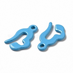 スプレー塗装された201ステンレススチールチャーム  空色  13x8x1mm  穴：1.2mm&nbsp;STAS-G304-27B