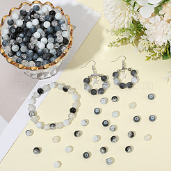 300 шт. 6-цветные стеклянные круглые бусины с эффектом кракле&nbsp;DGLA-LT0001-09