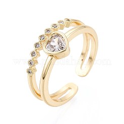 Манжеты из латуни с микро паве кубический цирконий для женщин KK-T071-57G