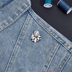 Accessori decorativi da cucire con ricami di strass in vetro&nbsp;PATC-WH0021-070B
