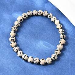 Круглые браслеты из бисера из натуральной далматинской яшмы&nbsp;X-BJEW-G073-16