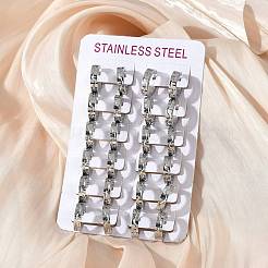 304ステンレススチール研磨効果フープピアス  ステンレス鋼色  16x4mm&nbsp;EJEW-M001-32P