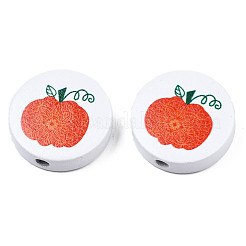 Бусины из натурального дерева с принтом осенней тематики WOOD-T021-90