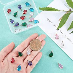 24шт 6 цвета прозрачные стеклянные подвески&nbsp;GLAA-PH0001-28