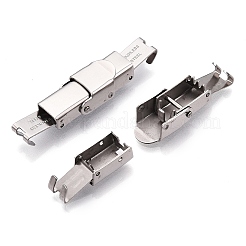 変色しにくい滑らかな表面の201ステンレススチール製時計バンド留め具  ステンレス鋼色  25x10x7mm  穴：7x3mm&nbsp;STAS-R063-63