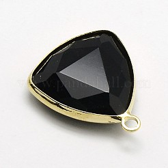 Pendentifs triangle en laiton doré avec verre&nbsp;GLAA-J012-G