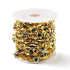 Латунное сердце ручной работы со стеклянной цепочкой от сглаза CHC-D032-03G