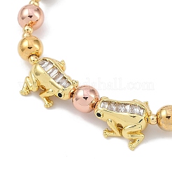 Браслеты из латуни с микропаве из кубического циркония с бусинами BJEW-P341-02G