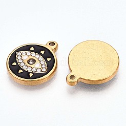 304 Edelstahl Emaille Strass Anhänger&nbsp;STAS-T064-50B
