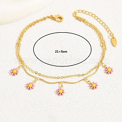 Латунные двухслойные браслеты на щиколотку с кисточками в виде цветка ромашки для женщин в подарок на свидание в отпуске AN0385-3