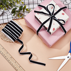 20ヤードのポリエステルリボン  衣類用アクセサリー  プラスチック製の空のスプール1個付き。  ブラック  リボン：3/8インチ（10mm）&nbsp;OCOR-BC0005-20B