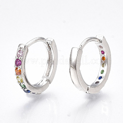 Серьги-кольца из латуни с микро-паве из фианита&nbsp;X-EJEW-S201-40P