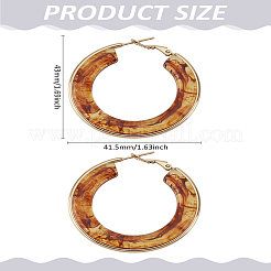 女性用304ステンレススチールフープピアス1組  リング  樹脂と  チョコレート  42mm&nbsp;EJEW-LP0011-06B